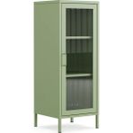 Pera Camlı Metal Dolap 42X110CM, Cam Kapaklı Vitrin - Büfe - Kitaplık ve Çok Amaçlı Dolap ( Raf Ayarlanabilir) Ral 6011 Yeşil - 42 x 110 cm