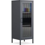 Pera Camlı Metal Dolap 42X110CM, Cam Kapaklı Vitrin - Büfe - Kitaplık ve Çok Amaçlı Dolap ( Raf Ayarlanabilir) Ral 7016 Antrasit - 42 x 110 cm