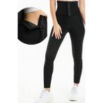 Pera Fitol Sauna-Tayt Model Yüksek Bel Agraflı Kadın Korse Slim Fit Esnek Kumaş ile Gün Boyu Rahatlık - Siyah - 3XL