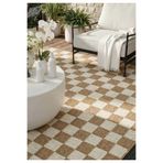 Pera Halı Kahve ve Beyaz Dama Desenli Sisal Halı - FM04W