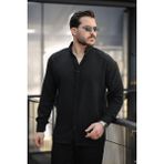 Pera Kumaş Keten Görünümlü Yarım Oversize Uzun kollu Erkek Gömlek - Siyah - XL