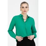Pera Moda Jessica Arkası Uzun Önü Kısa Bluz - Yeşil - 36