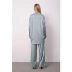PERA MODA Oversize Saten Gömlek Beli Lastikli Saten Pantolon İkili Takım