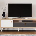 Pera Tv Sehpası, 2 Kapaklı, Antrasit Meşe Beyaz