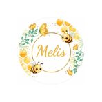 PeraCreations İsme Özel Arı Tema Pembe Yuvarlak Bebek Kuşe Sticker/ Etiket 4 Cm 70 Adet