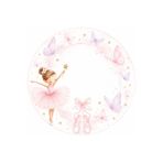 PeraCreations İsme Özel Balerin Tema Yuvarlak Bebek Kuşe Sticker/ Etiket 4 Cm 100 Adet