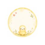 PeraCreations İsme Özel Civciv Tema Yuvarlak Bebek Kuşe Sticker/ Etiket 4 Cm 70 Adet