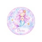 PeraCreations İsme Özel Deniz Kızı Tema Yuvarlak Bebek Kuşe Sticker/ Etiket 4 Cm 100 Adet