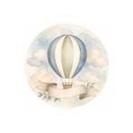 PeraCreations İsme Özel Mavi Balon Tema Yuvarlak Bebek Kuşe Sticker/ Etiket 4 Cm 100 Adet