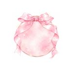 PeraCreations İsme Özel Pembe Kurdele Tema Yuvarlak Bebek Kuşe Sticker/ Etiket 4 Cm 70 Adet