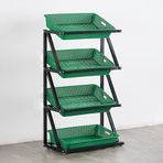 Perakende sergiler için depolama rafı, 4 – 5 katlı yeşil meyve ve sebze sepetleri, süpermarkette atıştırmalık saklamak için sağlam metal raf, tek sıralı/çift sıralı ürün düzenleyici raflar