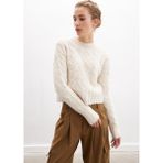 Peraluna Adelıne Sweater Bisiklet Yaka Saç Örgü Kadın Triko Kazak - Ekru - M