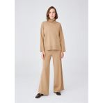 Peraluna Balıkçı Yaka Boğazlı Bol Kesim Kadın Triko Kazak Camel Melanj - XL