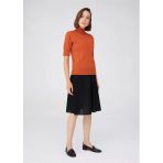 Peraluna Betty Blouse Balıkçı Yaka Kısa Kollu İnce Basic Kadın Triko Bluz - Koyu Turuncu