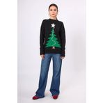 Peraluna Happy Times Çam Ağacı Desenli Unisex Yılbaşı Kazağı - Siyah/Yeşil