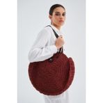 Peraluna Kai Bag Deri Saplı El Örgüsü Kadın Omuz Çantası Soluk Kiremit - Standart