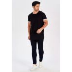 Peraluna Kol Ucu Baskılı Uzun Erkek T-Shirt - Siyah