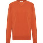 Peraluna Mateo V Neck Pullover Yumuşak Tuşeli Mevsimlik Erkek Triko Kazak - Turuncu - 2XL