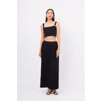 Peraluna MAXI SKIRT Maxi Boy Pileli Kadın Triko Etek - Siyah