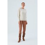 Peraluna Rakel Pullover Omuz Büzgülü Yumuşak Kadın Triko Kazak Ekru - XL