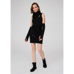 Peraluna Saç Örgü Desenli Kadın Triko Etek Siyah - L - XL