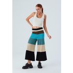 Peraluna SASHA TROUSER Geniş Çizgili Simli Kadın Triko Pantolon Multi