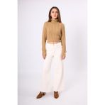 Peraluna Scarlett Saç Örgülü Krop Kesim Kadın Triko Kazak - Camel - XL