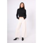 Peraluna Scarlett Saç Örgülü Krop Kesim Kadın Triko Kazak - Siyah - XL