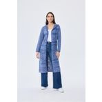 Peraluna Skyler, Ajurlu, Kadın Kapüşonlu Yazlık Uzun Triko Hırka - DENIM MIX