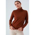 Peraluna Valerıa Pullover Boğazlı Ince Kadın Triko Kazak Kahve - 2XL