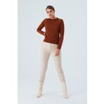Peraluna VANESSA PULLOVER Merino Yünlü Yanları Yırtmaçlı Ince Kadın Triko Kazak Kahve