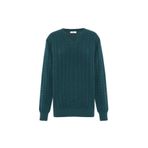 Peraluna ZACHA 'V Neck' NECK PULLOVER Üç Boyut Çizgili Mevsimlik Erkek Triko Kazak - Turkuaz