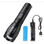 Peratem Hasuba HS-040 Uzun Menzilli USB Şarjlı Zoom Özellikli Süper Güçlü El Feneri Işıldak Kamp El Feneri - Siyah