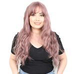Perçemli Uzun Su Dalgası Fiber Sen Peruk/ Gül Kurusu