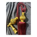 Perde Aksesuarı Kısa Püsküllü Braçol Duvar İçin Braçol Ve Renso Set 1 Adet Braçol - 1 Adet Renso Bordo 100 cm