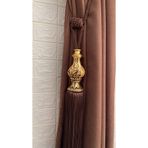 Perde Aksesuarı Polyester Vazo Elegant Model Püsküllü Braçol Kornişe Takmatik 1 Adet Kahverengi 225 cm