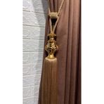 Perde Aksesuarı Polyester Vazo Şah Model Püsküllü Braçol Kornişe Takmatik 1 Adet Gold 225 cm