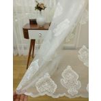 Perde Alemi Damask Desenli Özel Örme Dokulu Seyrek Pile 1-2 100x250 cm Tül Perde