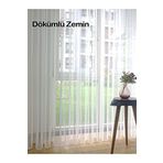 Perde Alemi Hayal Naturel Zemin Düz Ekru Renk Sık Pile 1-3 600x260 cm Tül Perde
