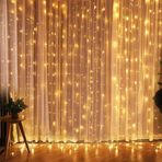 Perde Led Işık 3x2 Metre Animasyonlu Işığı Sarı Renkli Led Perde