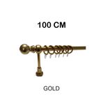 PERDE Mix 100 Cm Gold Metal Borulu Ahşap Ayak Ve Başlıklı Rustik Perde Askısı 25 Mm Boru Caçpı