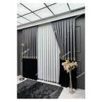 Perde Pendik Pano Fon Elegans Seri Azra Desen Siyah Gold Gri,Siyah Gri 100 X 260