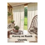 perde plus Buldan Keten Balkon Fon Perdesi Güneşlik, Korniş Uyumlu Tek Kanat Pamuklu Fon