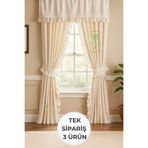 perde plus Fırfırlı Keten Perde Takımı – 3’lü Set, Rustik & Korniş Uyumlu