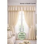 perde plus Püsküllü , Farbelalı Perde Takımı – 3’lü Set, Rustik & Korniş Uyumlu