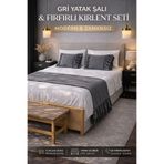 perde plus Yatak Runner & Iç Dolgulu Kırlent Seti Çift Kişilik Fırfırlı Gri, Çeyiz, Yatak Örtüsü