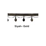 Perde Saçağı Perde Püskülü Karpuz Saçak 1 METRE Siyah-Gold 100 cm