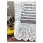 perdealemi Ekru Örme Enine Çizgili Tül Perde, 100x260, Normal Pile, 1/2.5