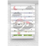 Perdecizade Pembe Uyuyan Ayı Dijital Baskılı Zebra Perde-Cocuk Odası-Stor Perde