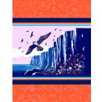 Peregrine Falcon Novelty Notebook - Blue Cliffs Boho Design: Orange Background 8.5" X 11" 140 Pages Wide Ruled Paperback